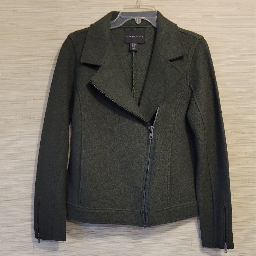 Tahari Women's Dark Green Wool Blend Jacket  M